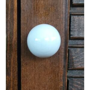 Vintage White Ceramic Cabinet Knobs w Brass Stem Set of 12